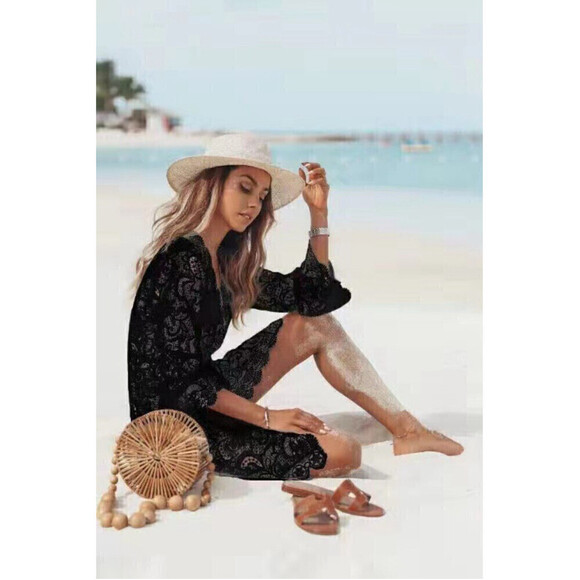 Abstract Pattern Lace Swimsuit Coverup Size X-Large - Picture 3 of 7